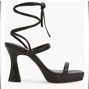 BP Black Strappy Tie Up Leg Heels Sandals NWT Size 11